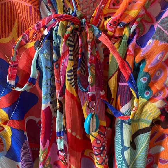 BLEU ROD BEATTY Make it Pop Multicolor Floral Chiffon Swim Coverup Dress SZ 2X - Picture 6 of 8